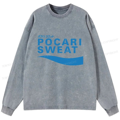 Tokyo-Tiger POCARI SWEAT Blue Washed Long Sleeve T-Shirt