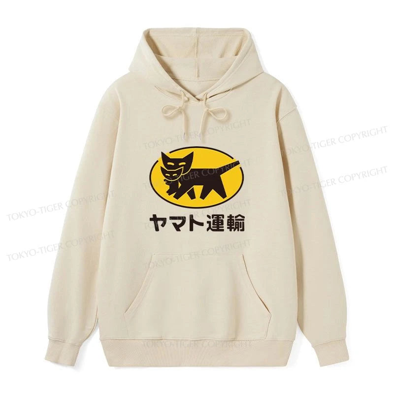 Tokyo-Tiger Black Cat Transport Pattern Japanese Classic Hoodie