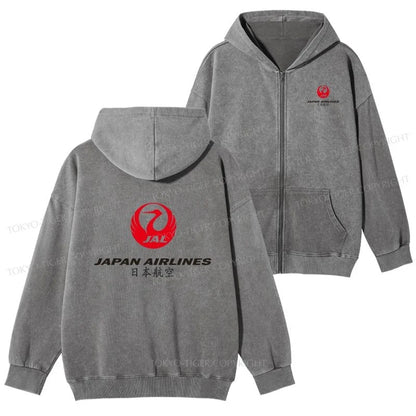 Tokyo-Tiger Japan Airlines Washed Zip Hoodie