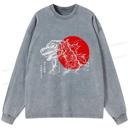 Tokyo-Tiger Monster Japanese Anime Washed Long Sleeve T-Shirt