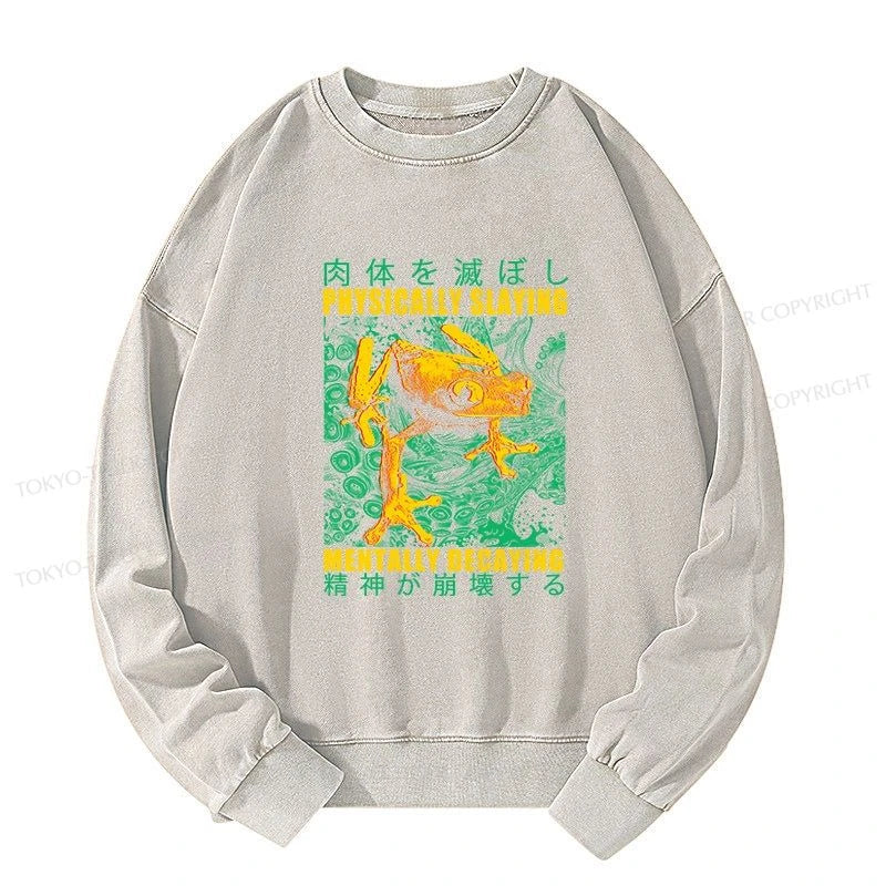 Tokyo-Tiger Physically Slaying Mentally Decaying Washed Sweatshirt