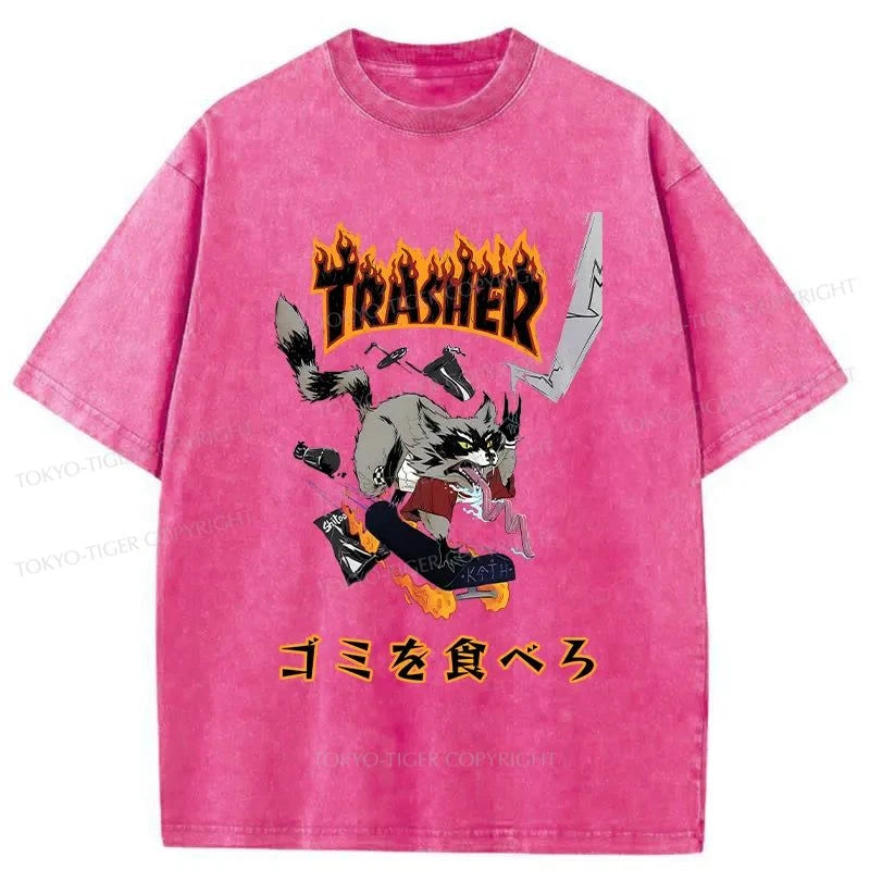 Tokyo-Tiger Skate Fast Eat Trash Washed T-Shirt