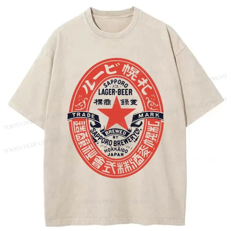 Tokyo-Tiger Vintage Sapporo Lager Beer Washed T-Shirt