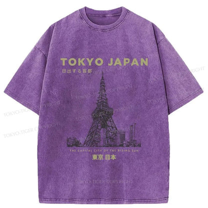 Tokyo-Tiger Tokyo Tower Japan Washed T-Shirt