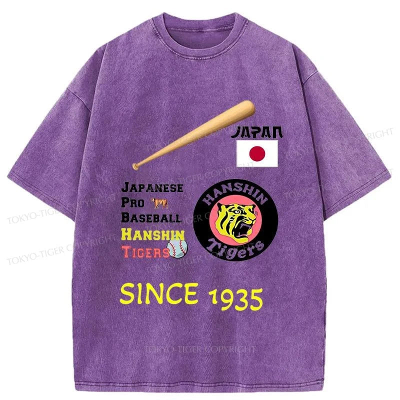 Tokyo-Tiger Japanese Professional Baseball Team Washed T-Shirt