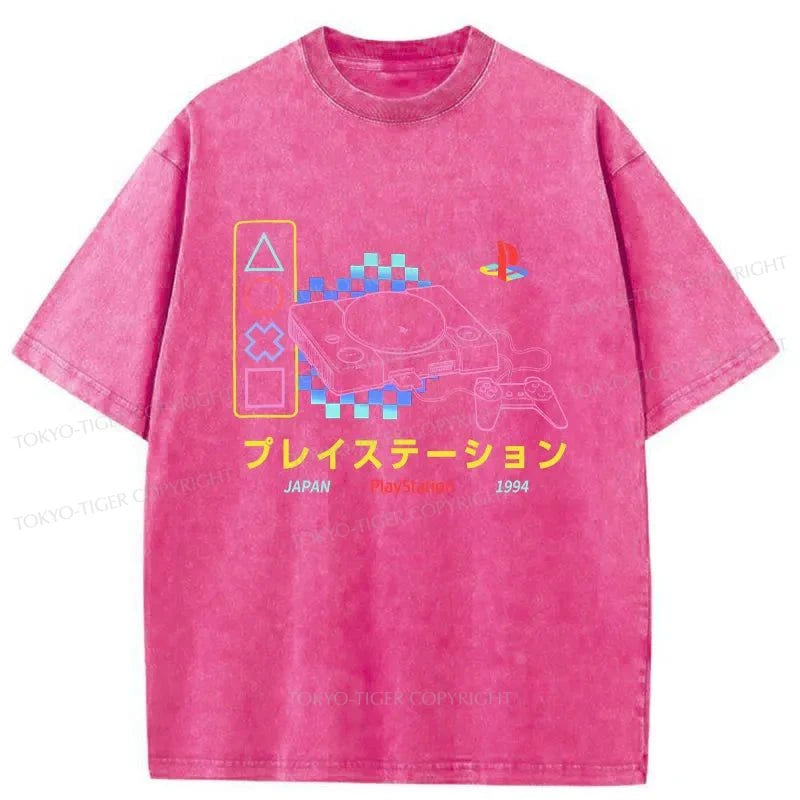 Tokyo-Tiger Japanese Game Consoles Washed T-Shirt