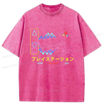 Tokyo-Tiger Japanese Game Consoles Washed T-Shirt