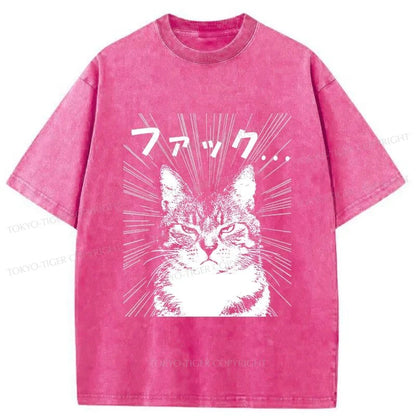 Tokyo-Tiger Angry Cat Washed T-Shirt