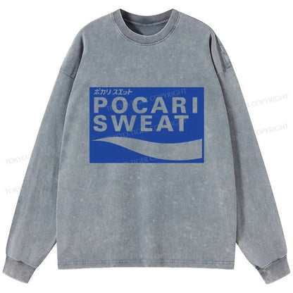 Tokyo-Tiger POCARI SWEAT Logo Washed Long Sleeve T-Shirt