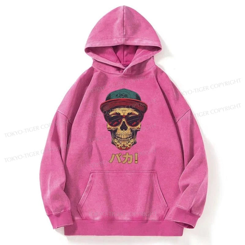 Tokyo-Tiger Fashion Skull Japanese Washed Hoodie