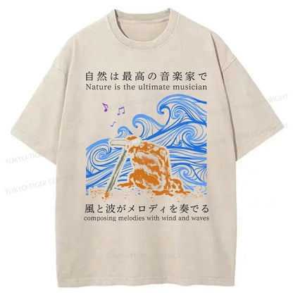 Tokyo-Tiger Frog Musician Washed T-Shirt