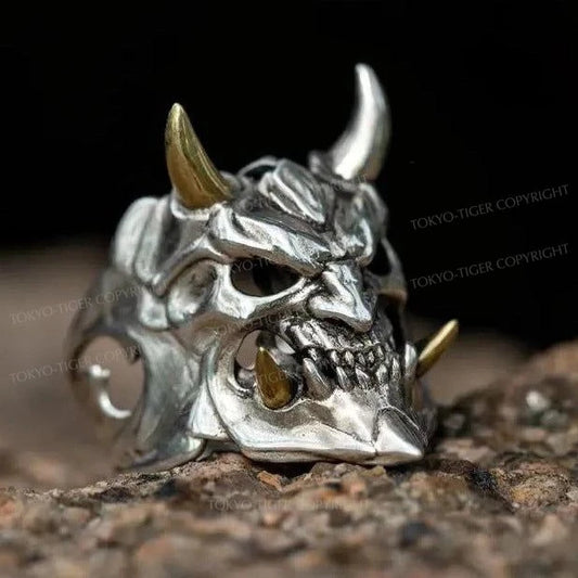 Tokyo-Tiger Samurai Mask Skull Ring