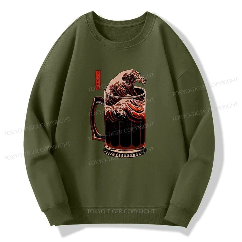 Tokyo-Tiger The Great Wave Of Beer Japanese Sweatshirt