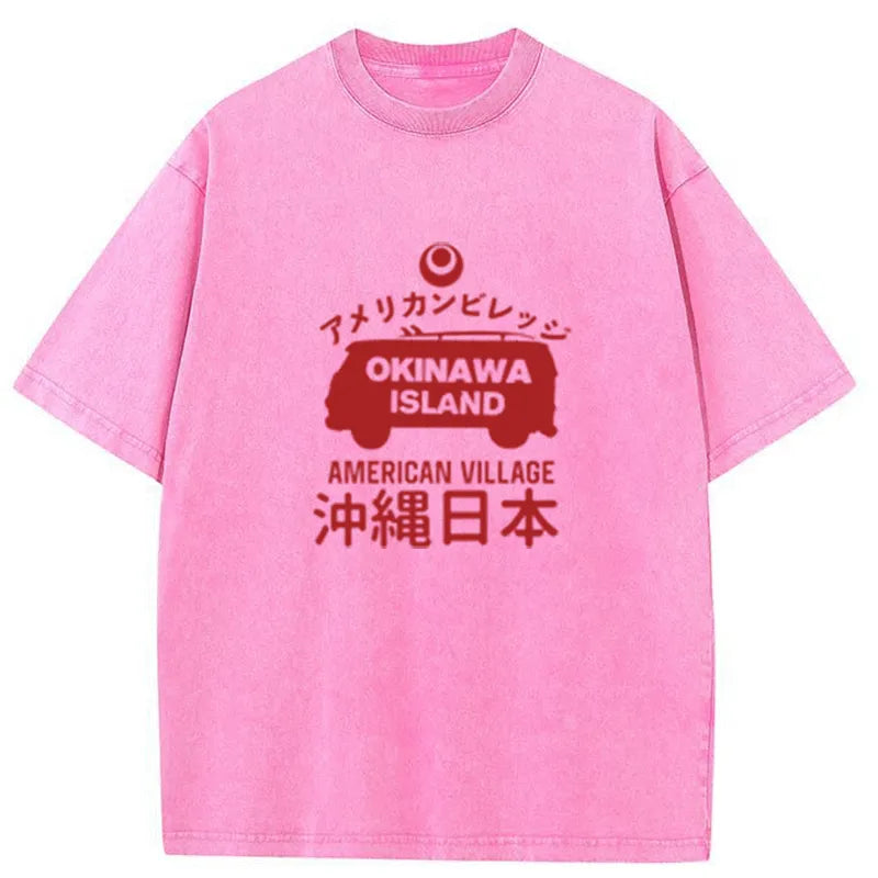 Tokyo-Tiger Okinawa Island Tourism Japanese Washed T-Shirt