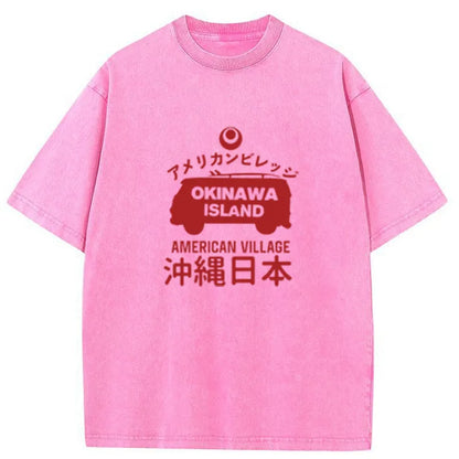 Tokyo-Tiger Okinawa Island Tourism Japanese Washed T-Shirt