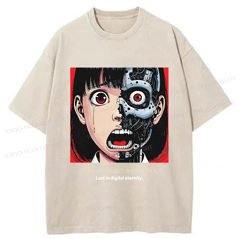 Tokyo-Tiger Cyborg Girl Washed T-Shirt