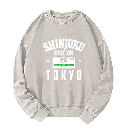 Tokyo-Tiger Shinjuku Station Yamanote Line Washed Sweatshirt