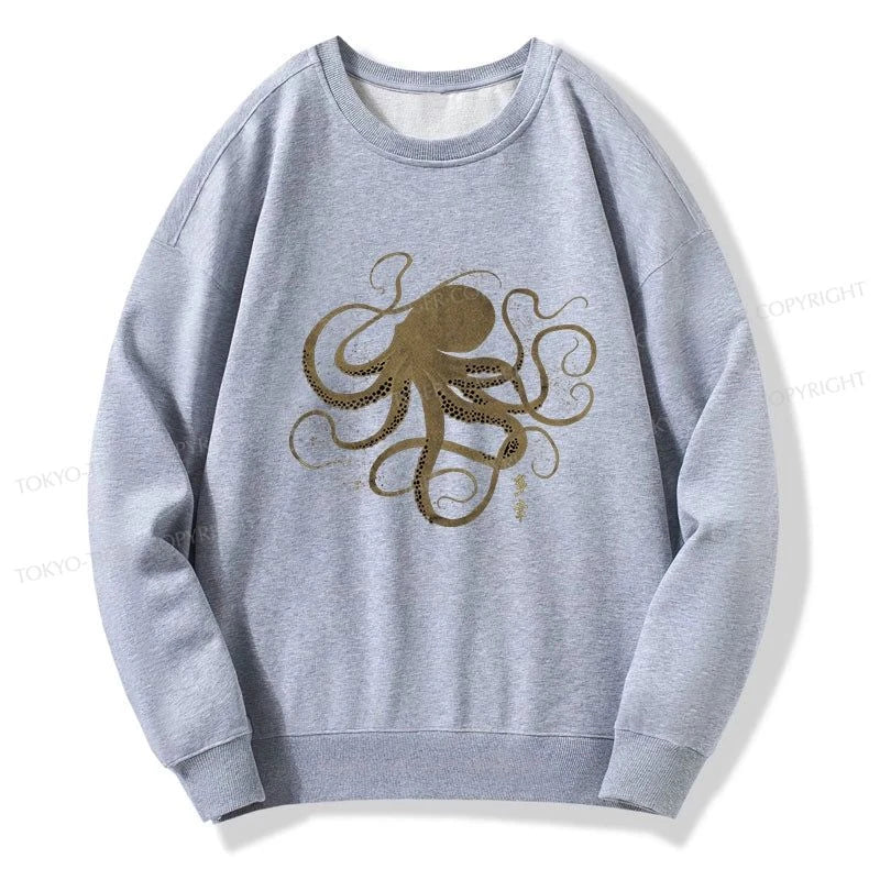 Tokyo-Tiger Octopus Japanese Gold Print Tattoo Sweatshirt