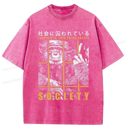 Tokyo-Tiger Trapped In Society Washed T-Shirt