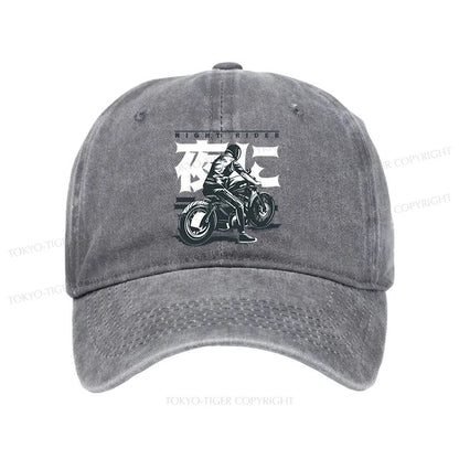 Tokyo-Tiger Motorcyclist Japanese Night Rider Washed Cap