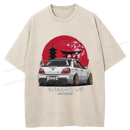 Tokyo-Tiger Subaru Racing Car Japanese Washed T-Shirt