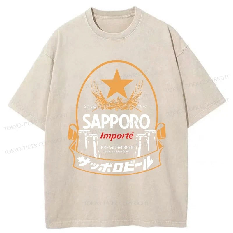 Tokyo-Tiger Sapporo Beer Japanese Memorabilia Washed T-Shirt