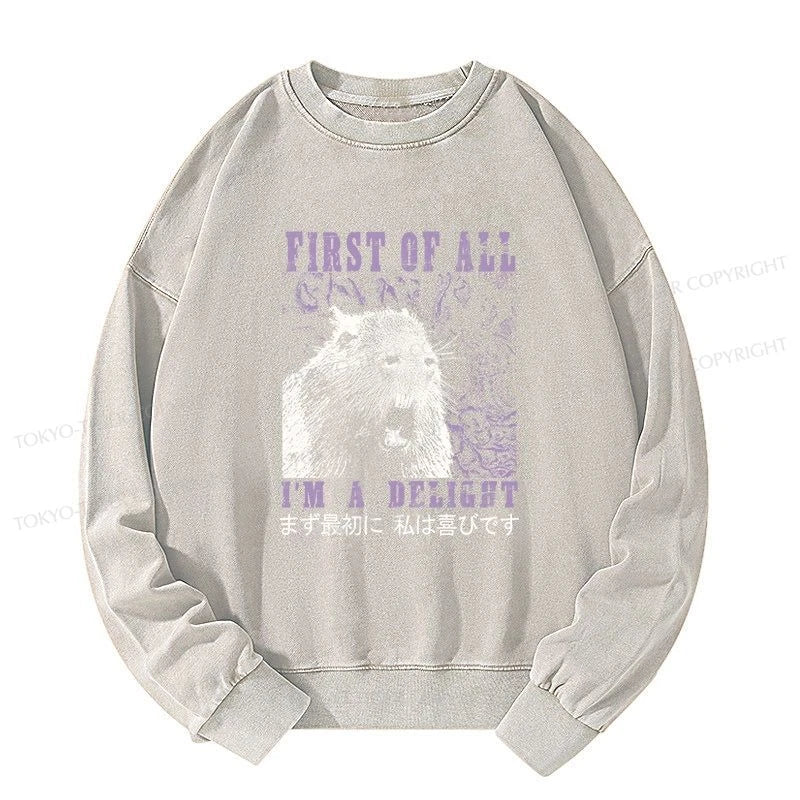 Tokyo-Tiger First Of All I'm A Delight Washed Sweatshirt