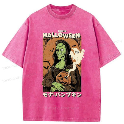 Tokyo-Tiger Mona Lisa Smile On Halloween Washed T-Shirt