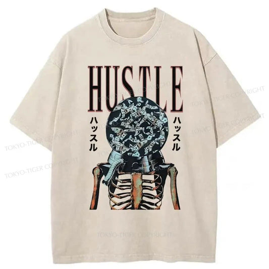 Tokyo-Tiger Hustle Skull Japanese Washed T-Shirt