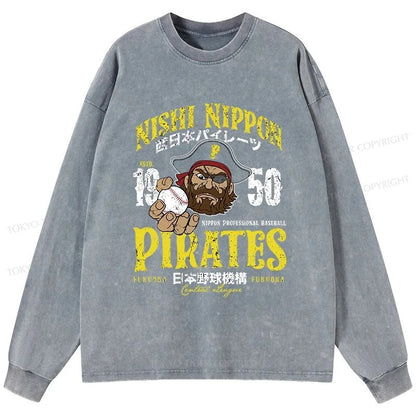 Tokyo-Tiger Nishi Nippon Baseball Washed Long Sleeve T-Shirt