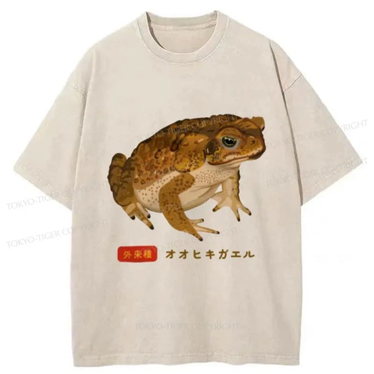 Tokyo-Tiger Brown Frog Japan Washed T-Shirt