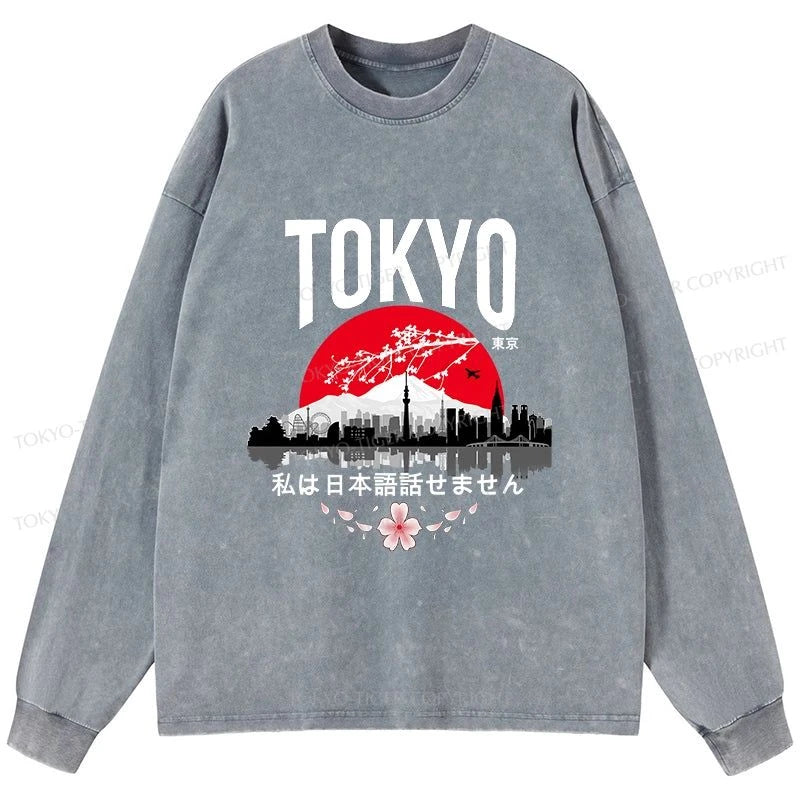 Tokyo-Tiger I don’t speak Japanese Washed Long Sleeve T-Shirt