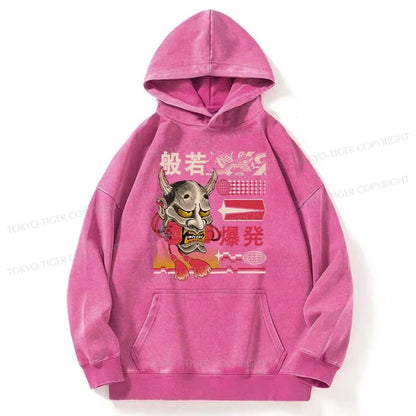 Tokyo-Tiger Hannya Mask Japanese Washed Hoodie