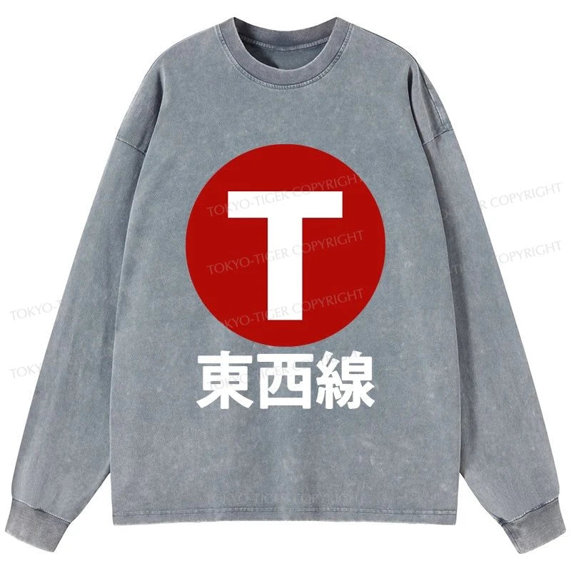 Tokyo-Tiger Tozai Line Kyoto Washed Long Sleeve T-Shirt