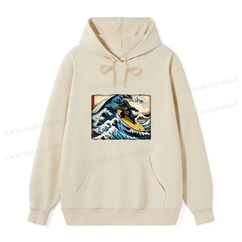 Tokyo-Tiger Dinosaur Surfing Japanese Classic Hoodie