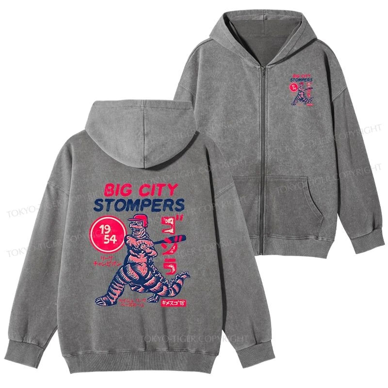 Tokyo-Tiger Big City Stompers Washed Zip Hoodie