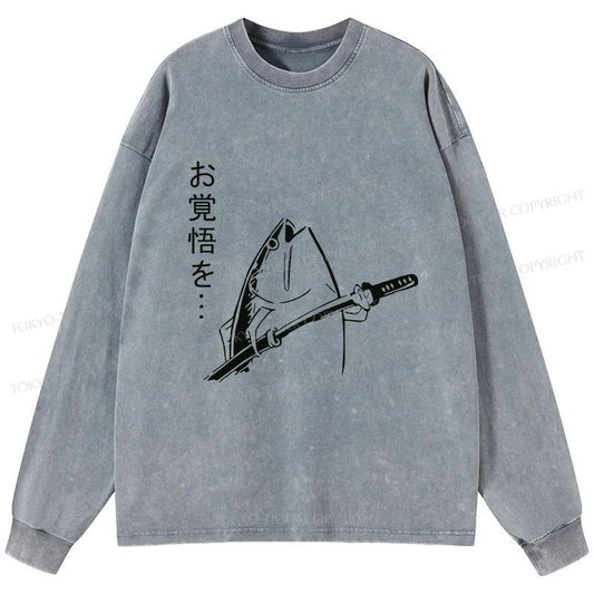 Tokyo-Tiger The Fish With The Knife Japanese Washed Long Sleeve T-Shirt