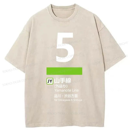 Tokyo-Tiger Yamanote Line 5 Japanese Washed T-Shirt