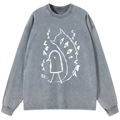 Tokyo-Tiger Goodnight Punpun Japanese Washed Long Sleeve T-Shirt