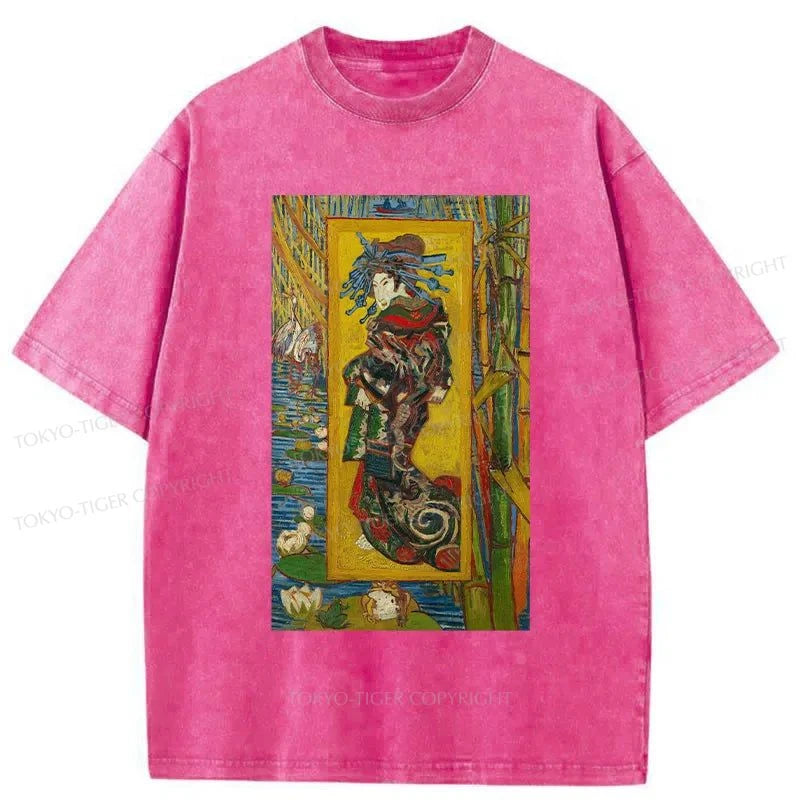 Tokyo-Tiger Vincent Van Gogh Painting Japan Washed T-Shirt