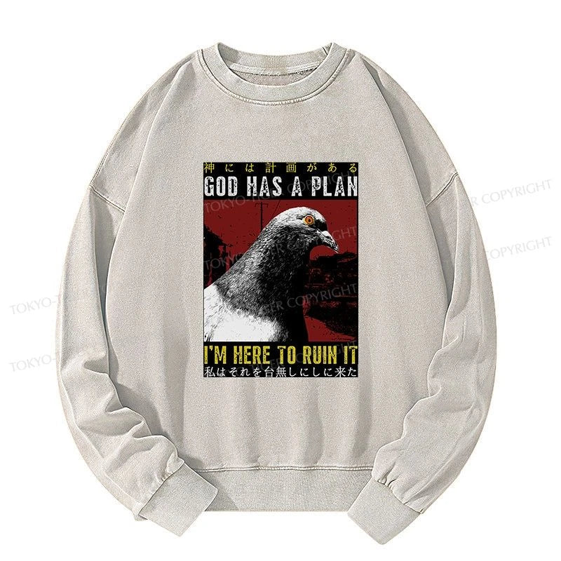 Tokyo-Tiger Pigeons That Want To Break The Plan Washed Sweatshirt