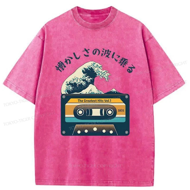 Tokyo-Tiger Tape And Waves Japanese Washed T-Shirt