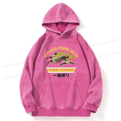 Tokyo-Tiger Kirin Ichiban Beer Logo Japanese Washed Hoodie