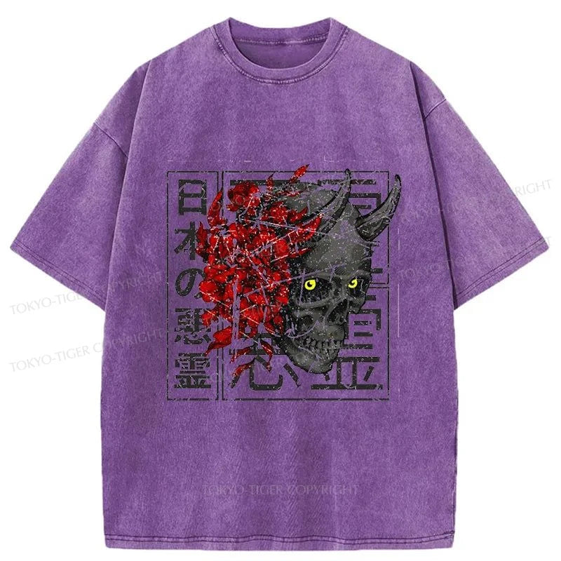 Tokyo-Tiger Japanese Evil Spirit Washed T-Shirt