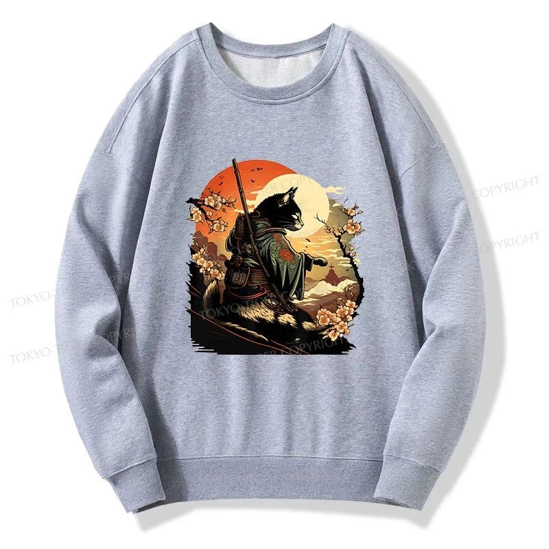 Tokyo-Tiger Cat Ninja Ukiyo-e Anime Style Samurai Sweatshirt