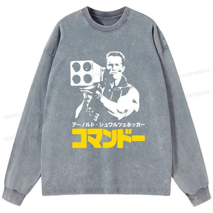 Tokyo-Tiger Commando In Japanese Washed Long Sleeve T-Shirt