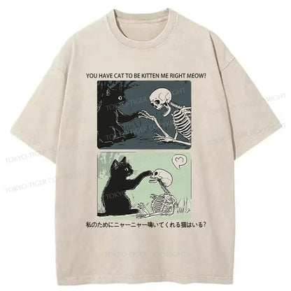 Tokyo-Tiger Gentle Cat Japanese Washed T-Shirt