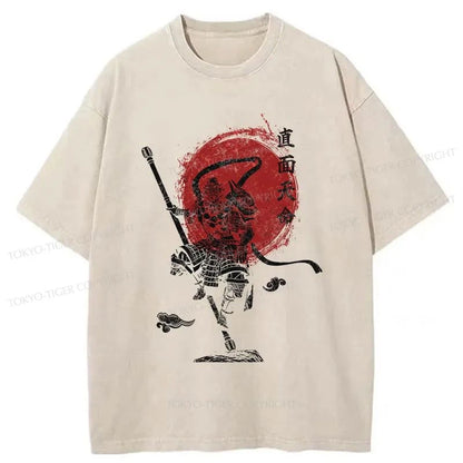 Tokyo-Tiger Face Destiny Wukong Washed T-Shirt