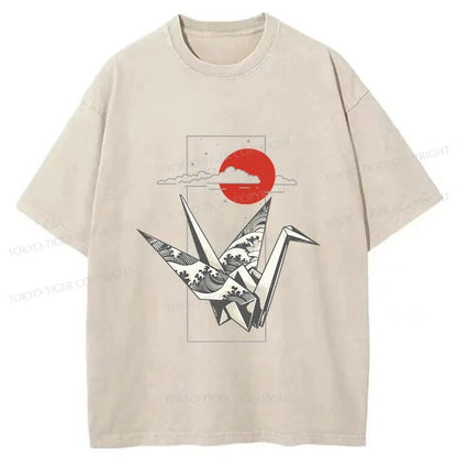 Tokyo-Tiger Origami Crane Washed T-Shirt