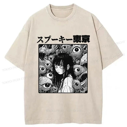 Tokyo-Tiger Scary Girl Japanese Washed T-Shirt